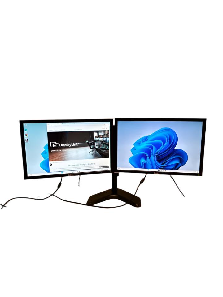 DELL 2208WPFc 22" LCD Matching Dual Monitors w/ Heavy Duty Stand DVI VGA