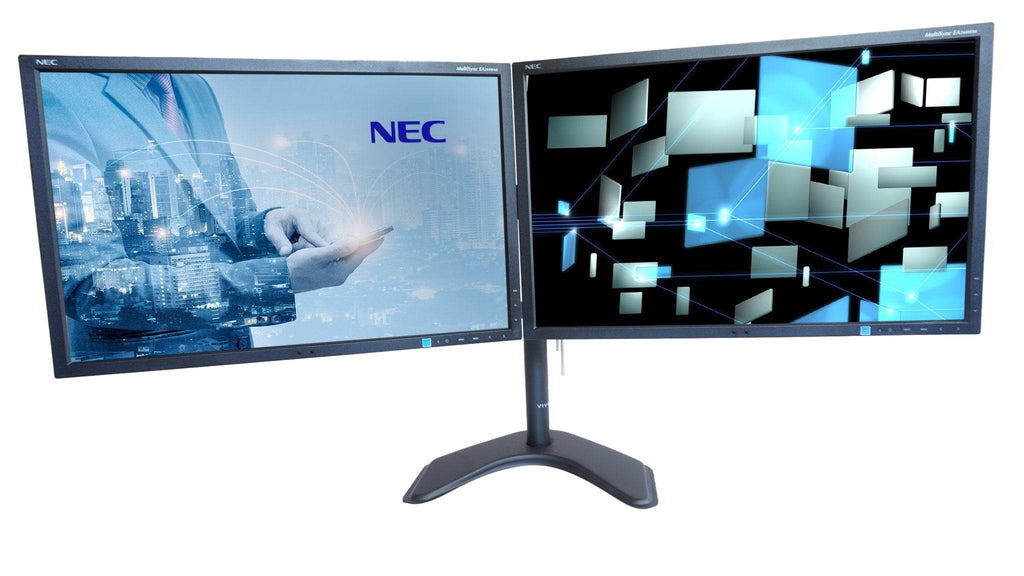 NEC EA244WMI 24" LED Backlit IPS Monitor Dual Monitors Setup w/ Dual Heavy Duty Stand - Grade A