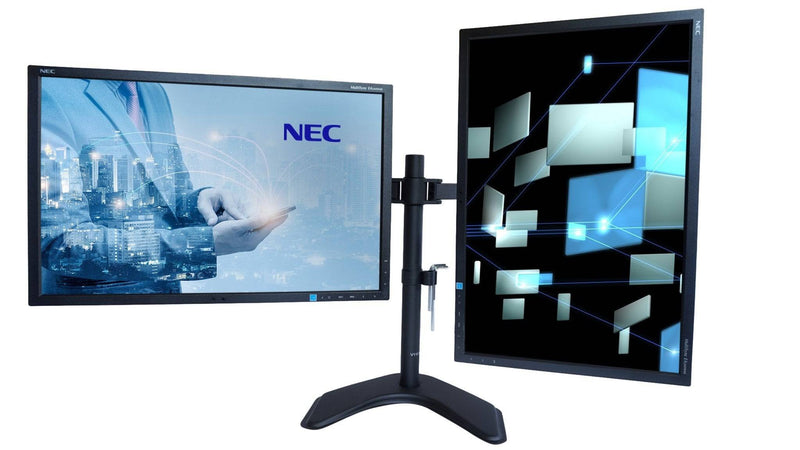 NEC EA244WMI 24" LED Backlit IPS Monitor Dual Monitors Setup w/ Dual Heavy Duty Stand - Grade A
