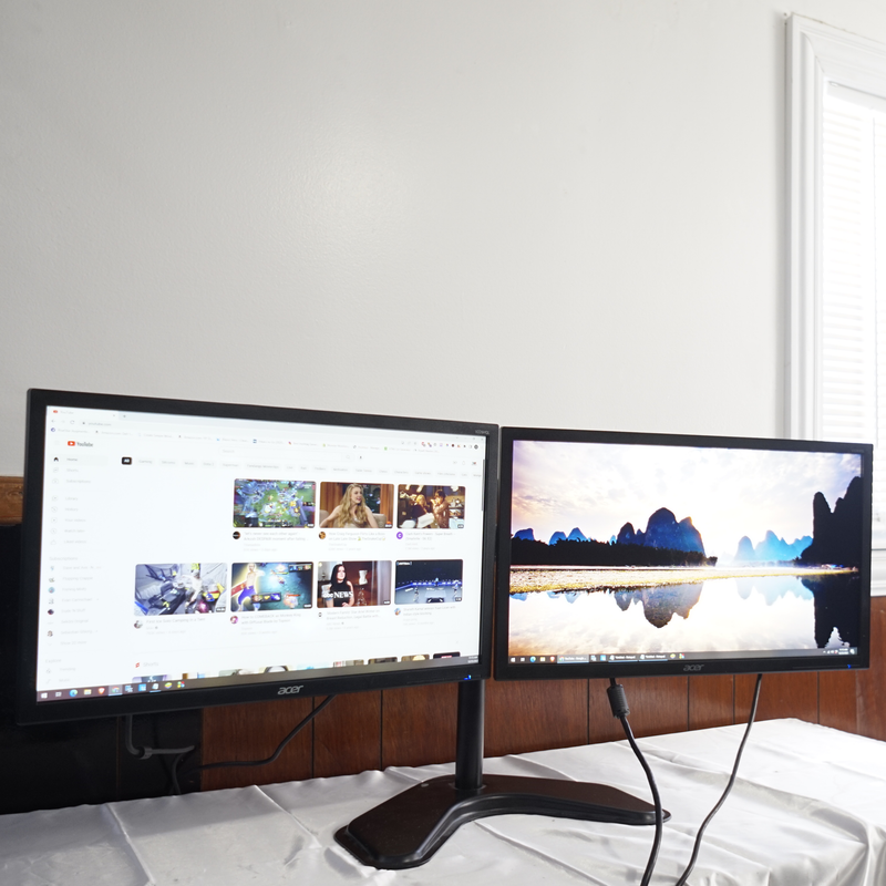 ACER V226HQL 22in Dual Monitors w/ VESA Desk Stand+VGA 2 HDMI+2 PWR Cords