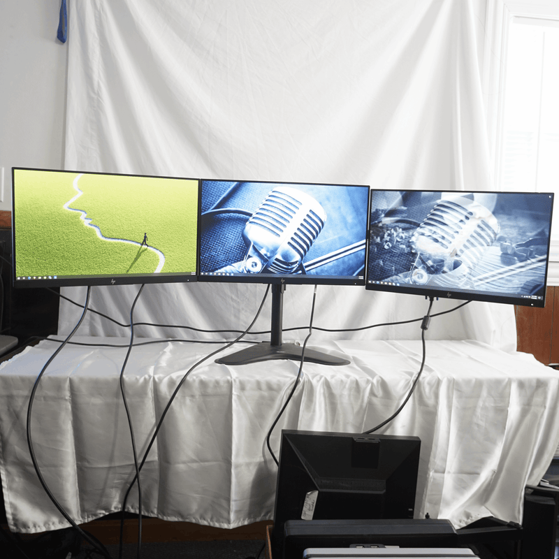 HP Z22n 22" LED TRIPLE Matching Monitors w/ Heavy Duty Stand - VGA DP HDMI