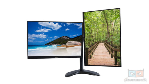 DELL 24" U2415 LED Matching Dual Monitors on Desk Stand Full HD Monitor - Grade A - Monster Monitors