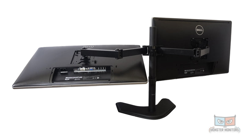 Dual DELL P2414H 24" LCD Monitors w/ Heavy Duty Stand - VGA DVI DP - Monster Monitors