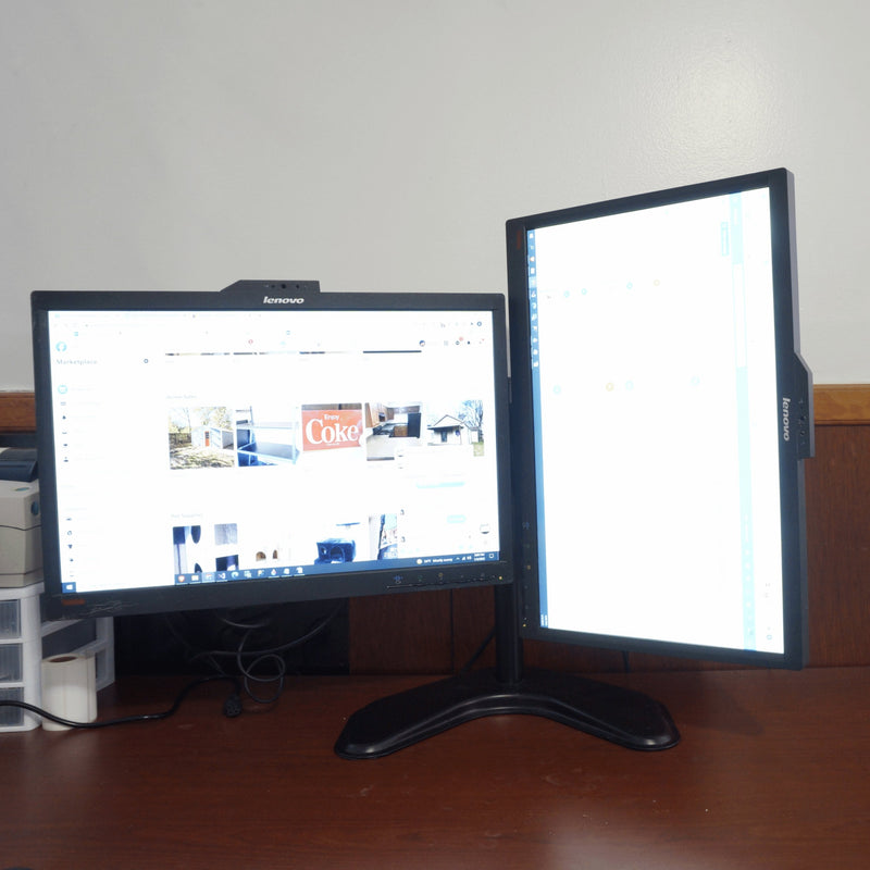 Dual Monitors Matching Lenovo L2251xwd 22" w/Heavy Duty Stand VGA &DVI WebCam/Mic 3x USB 2.0 - Monster Monitors