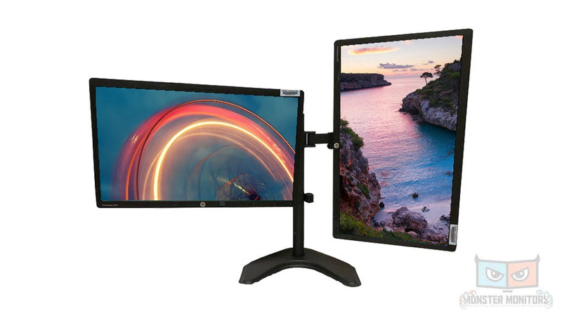 HP E231 23" Dual Monitors w/Free Standing Dual Stand - VGA DVI DP - Monster Monitors