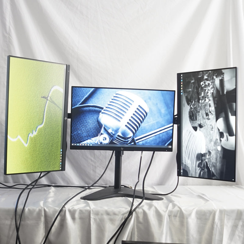 HP Z22n 22" LED TRIPLE Matching Monitors w/ Heavy Duty Stand - VGA DP HDMI - Monster Monitors