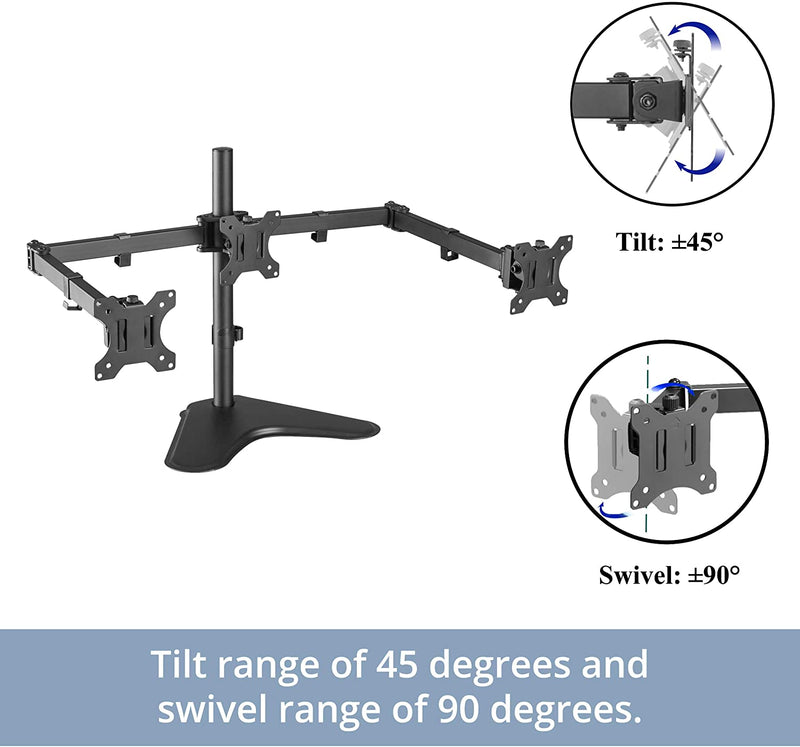 Triple LCD Monitor Desk Mount Stand, Heavy Duty Fully Adjustable fits 3 Three Screens up to 27"