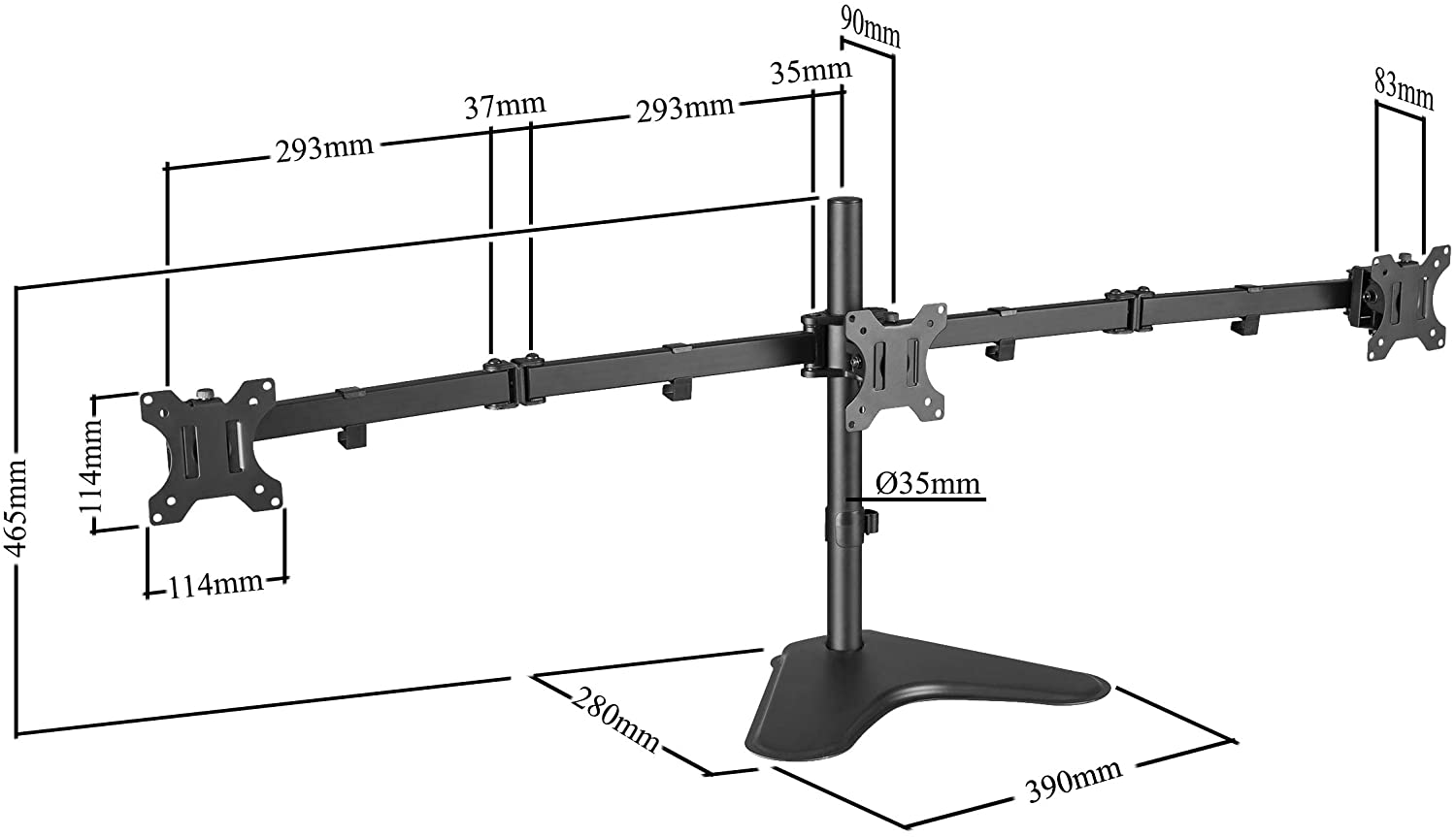 Triple LCD Monitor Desk Mount Stand, Heavy Duty Fully Adjustable fits 3 Three Screens up to 27"