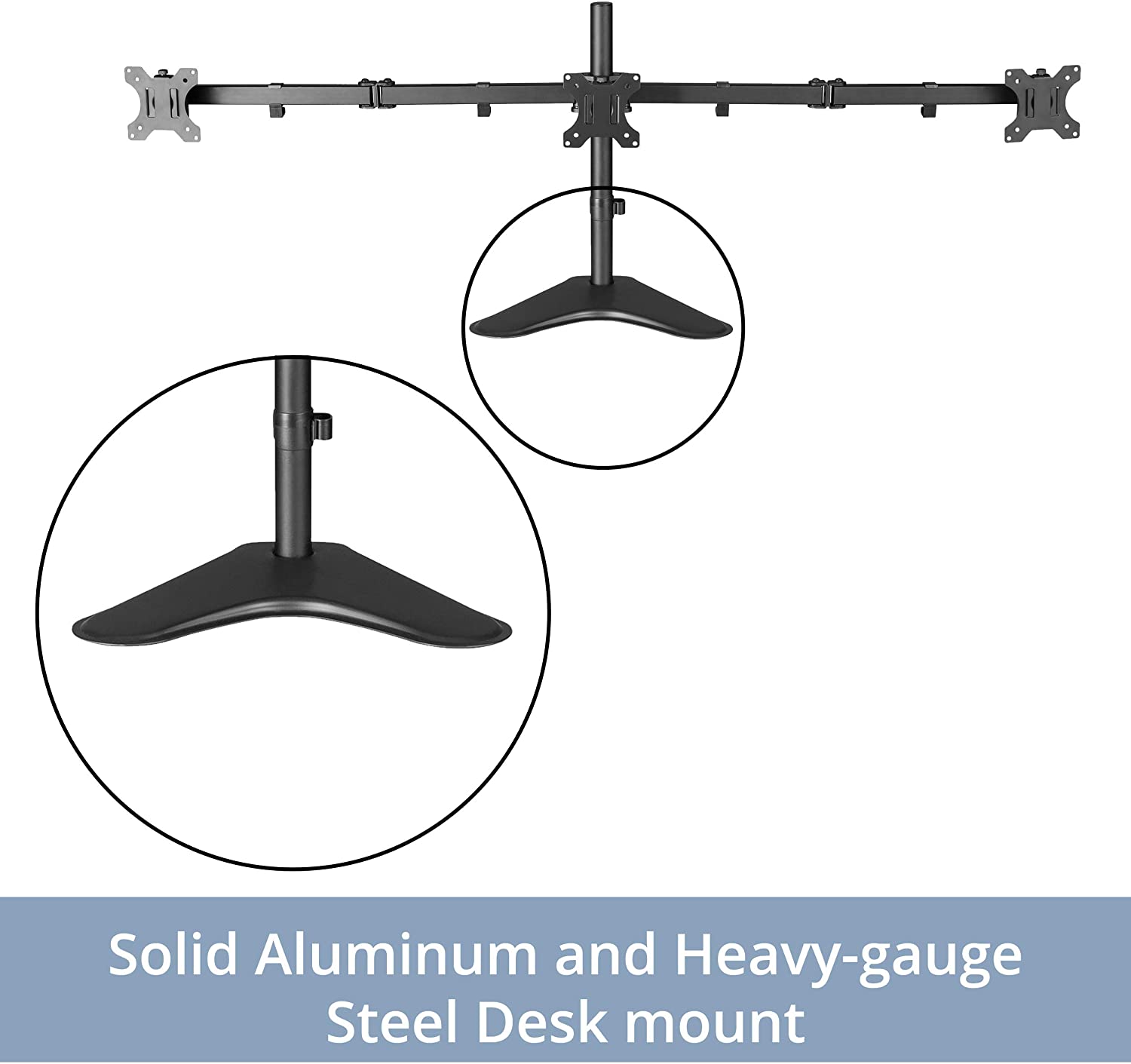 Triple LCD Monitor Desk Mount Stand, Heavy Duty Fully Adjustable fits 3 Three Screens up to 27"