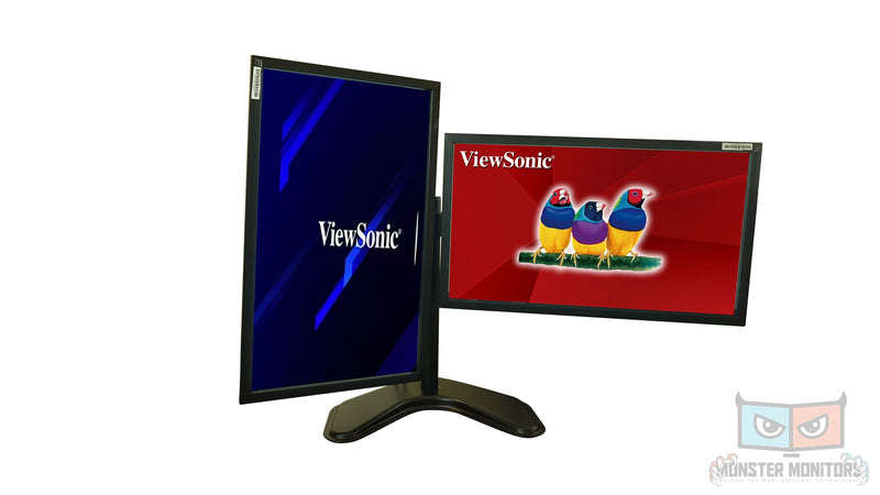 ViewSonic 24 Inch VA2451M-LED Dual Monitor w/ Heavy Duty Stand 16:9 DP VGA DVI - Monster Monitors
